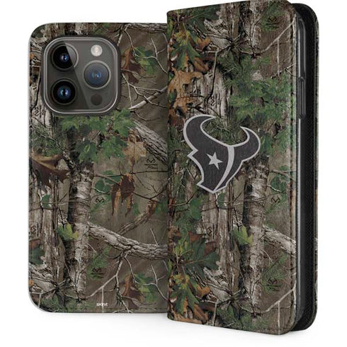 NFL Houston Texans Realtree Xtra Green Camo iPhone 15 Pro Folio Case